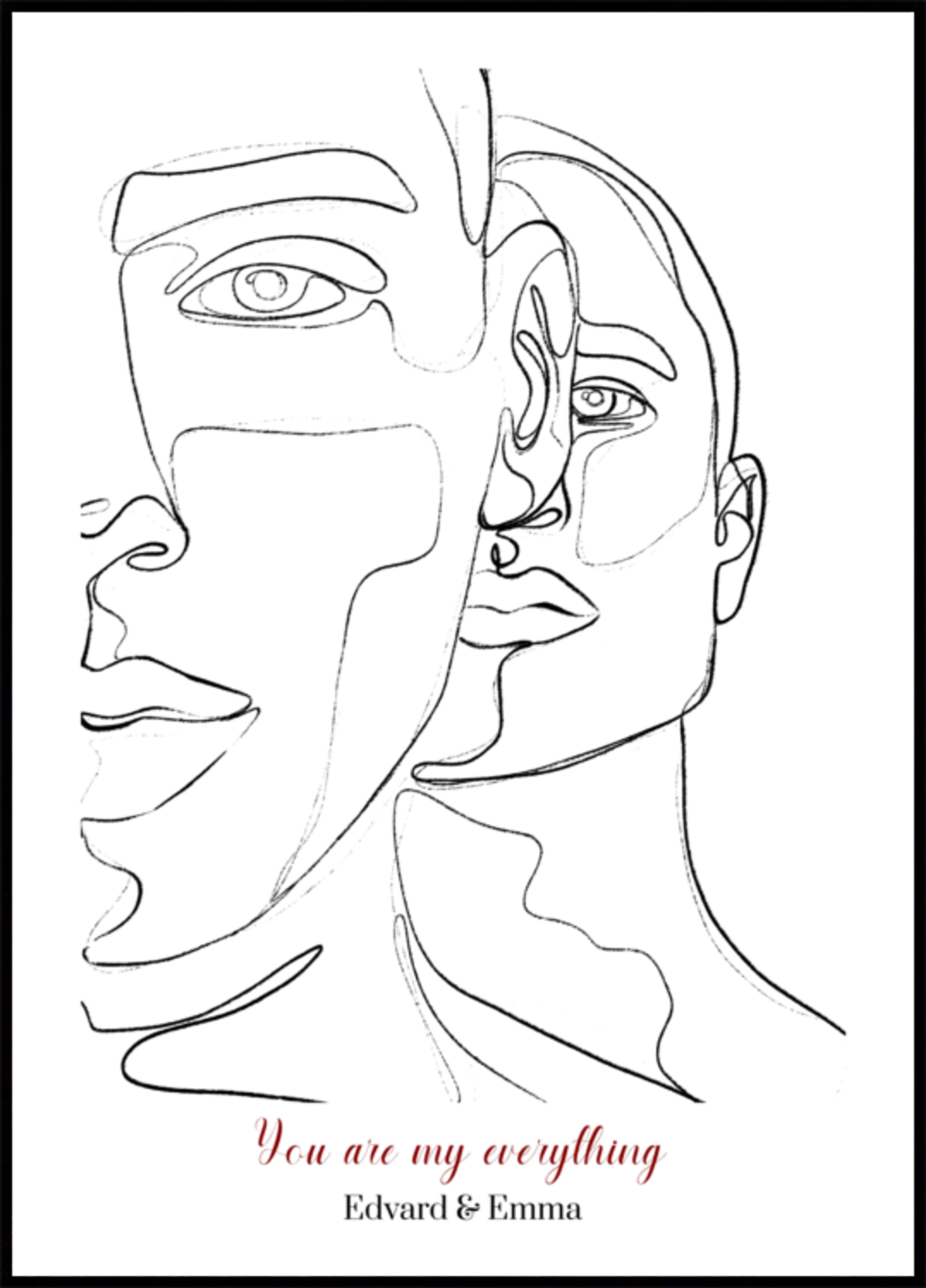 Minimalistisch koppelportret in lijntekeningen