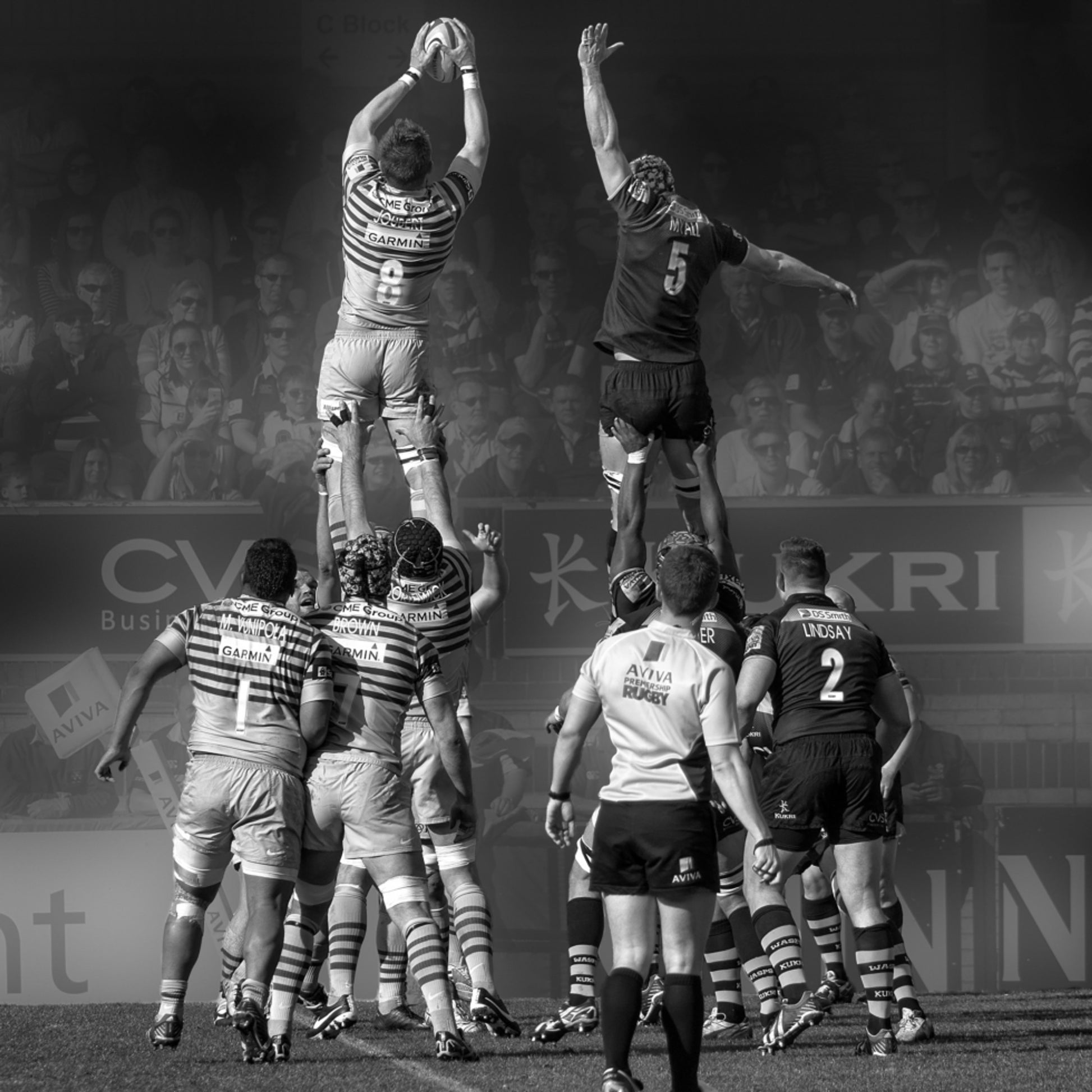 Rugby lineout-actie