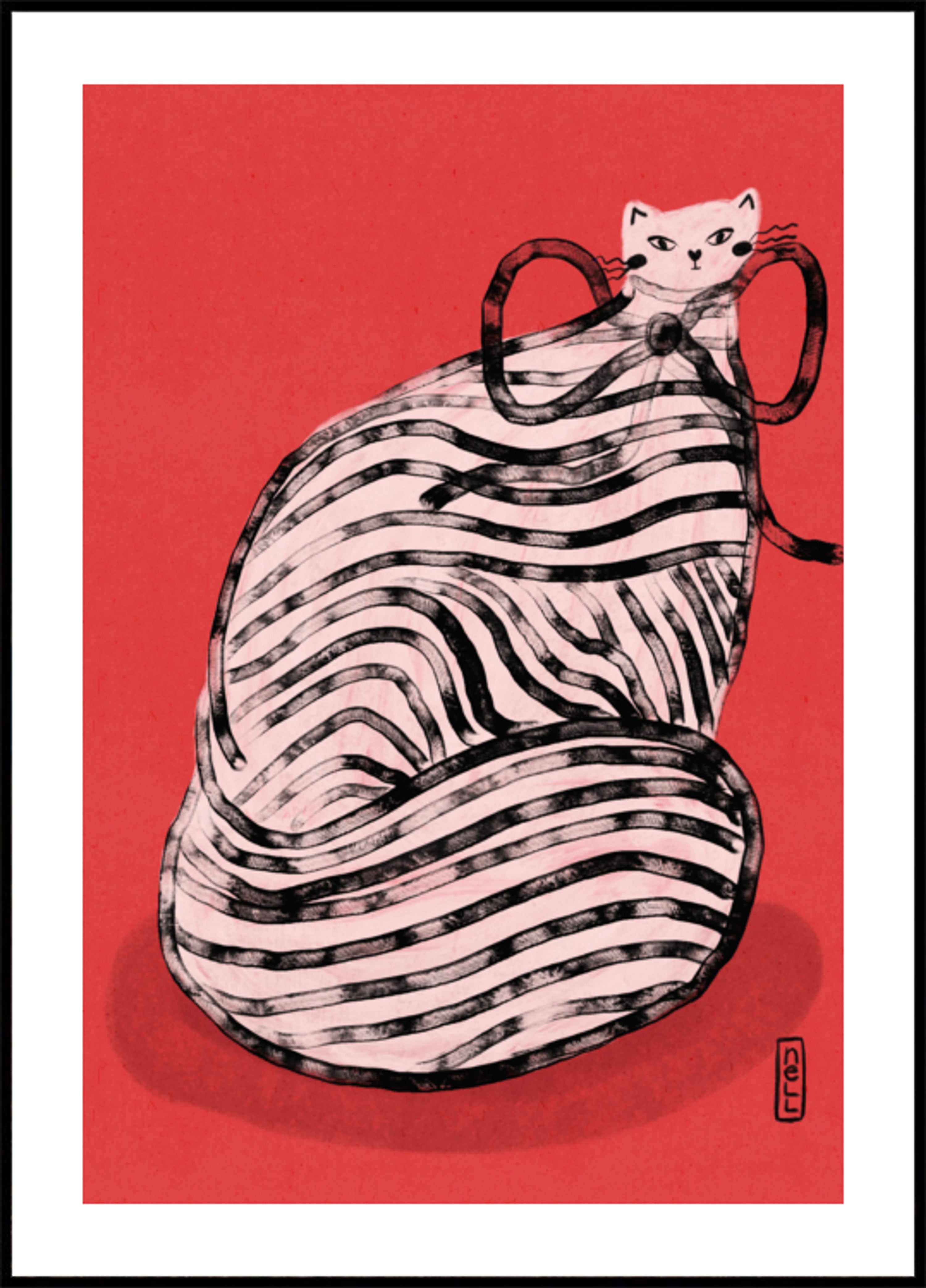 Grillige rood gestreepte kat
