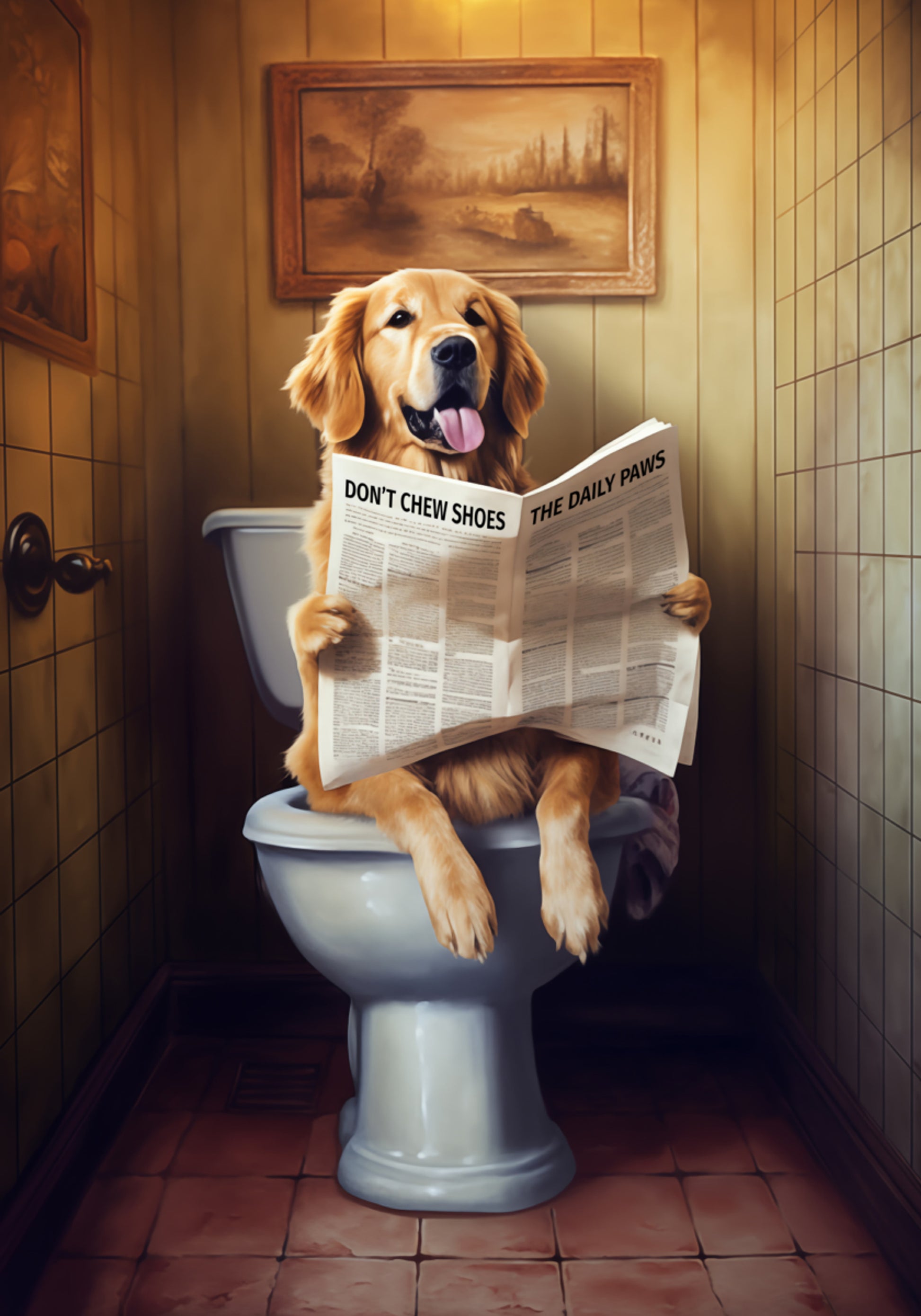 Grappige hond lezen krant