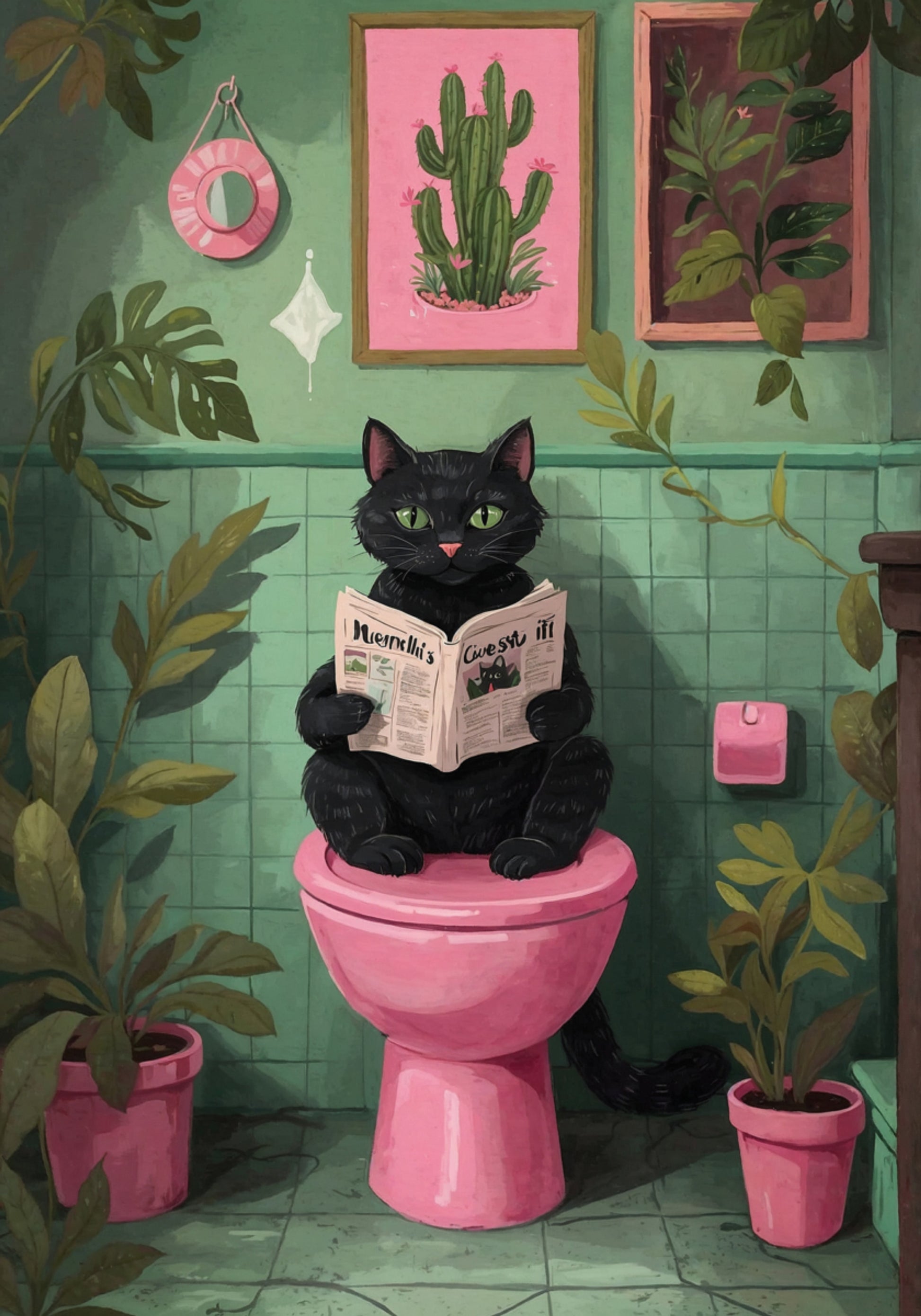 Kattenlezing in de badkamer