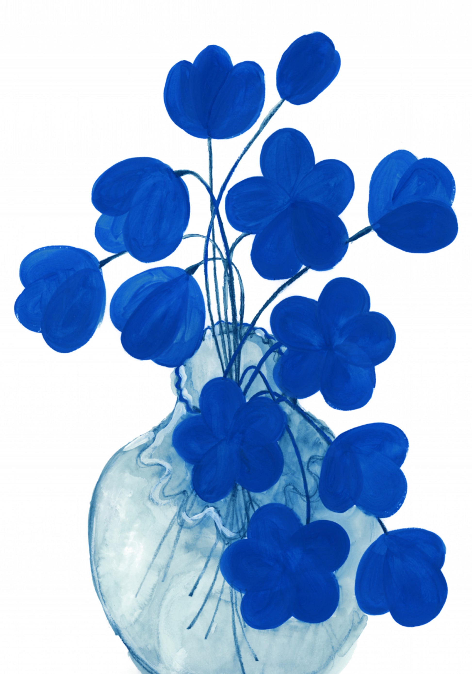Diepblauwe bloemenvaas