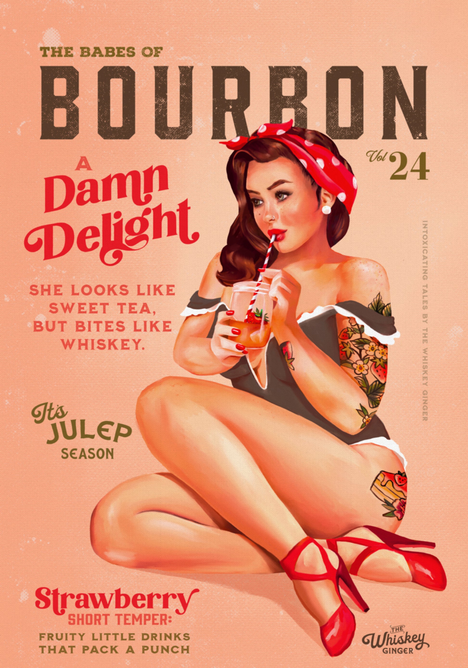 Bourbon Babes Vol 22 Vintage Pinup-meisje dat een cocktail drinkt