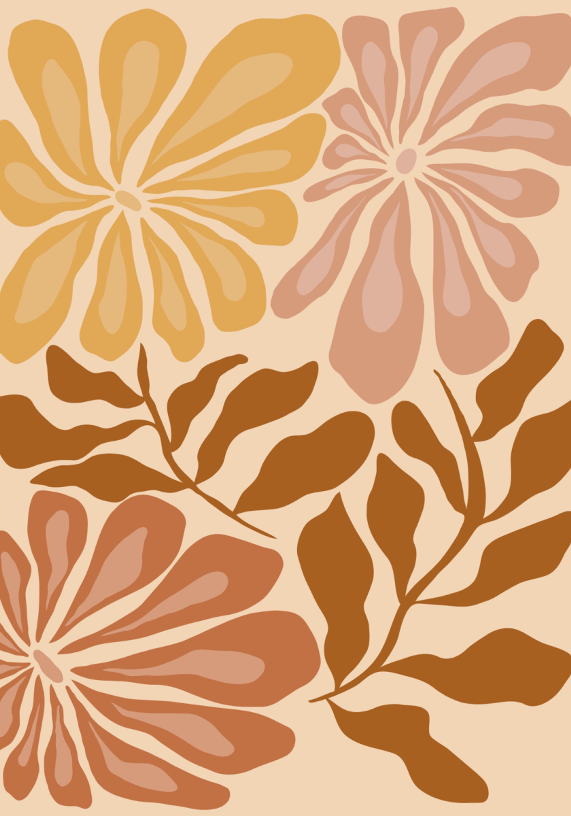 Boho bloemen aardetinten