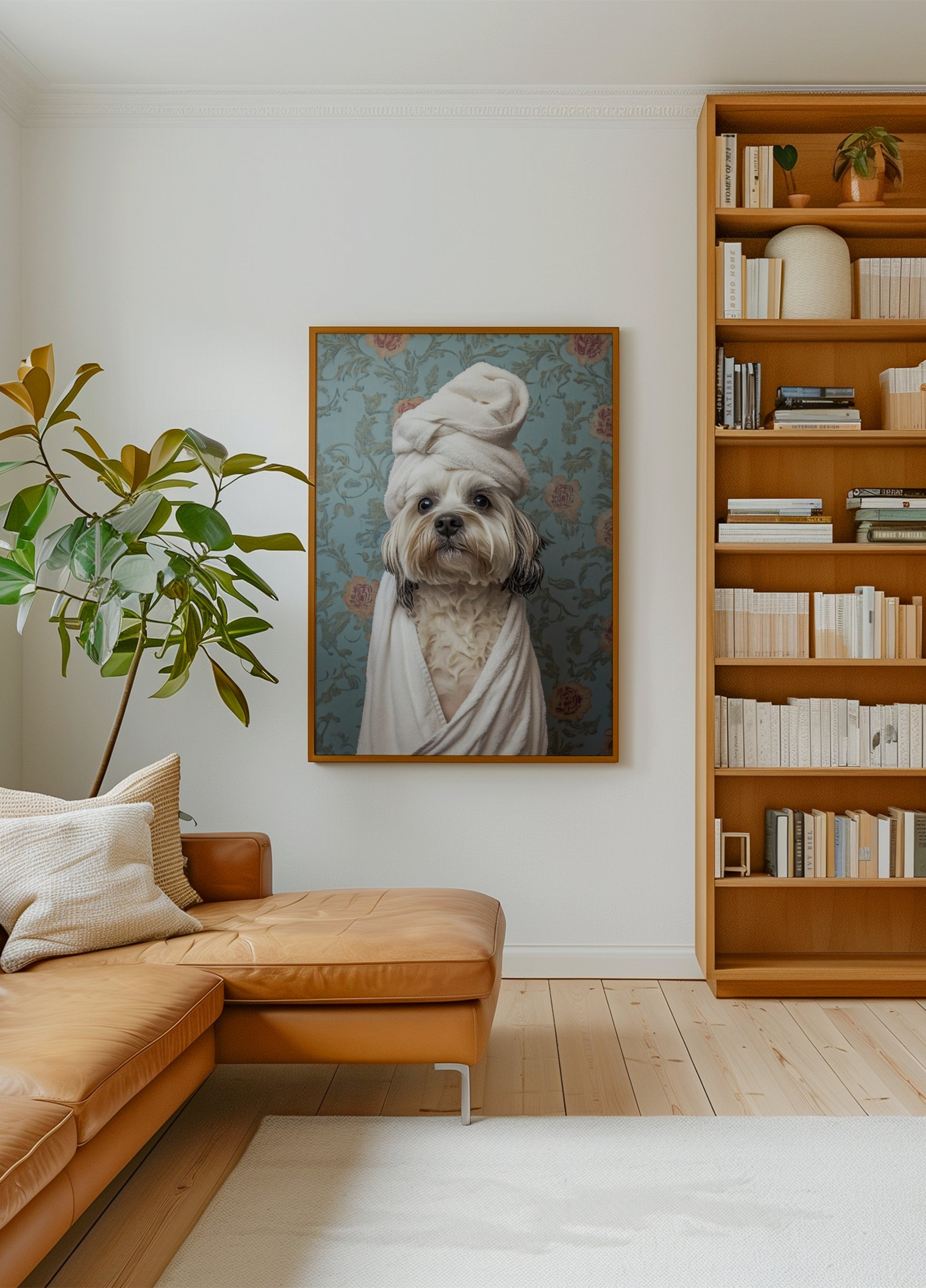 Verwende hond in handdoek