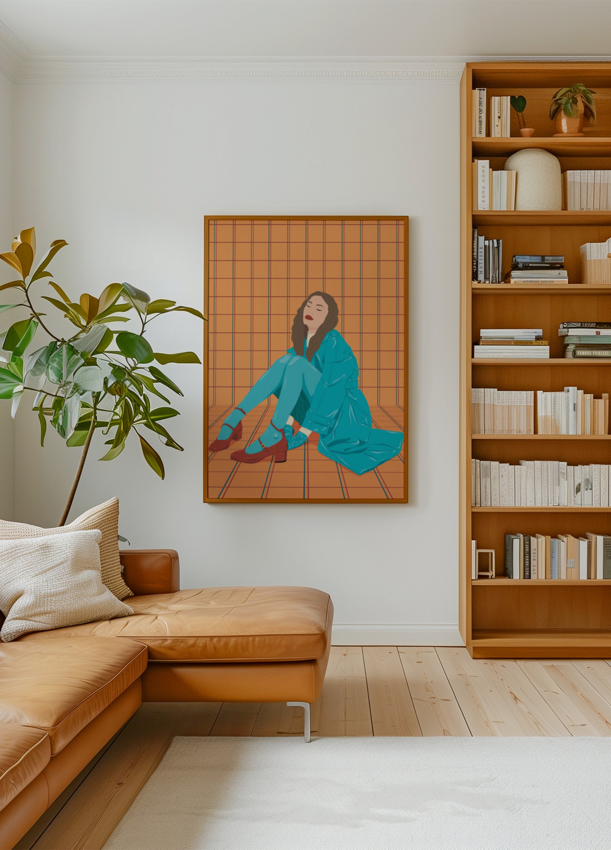 Stijlvolle vrouw in blauwgroen