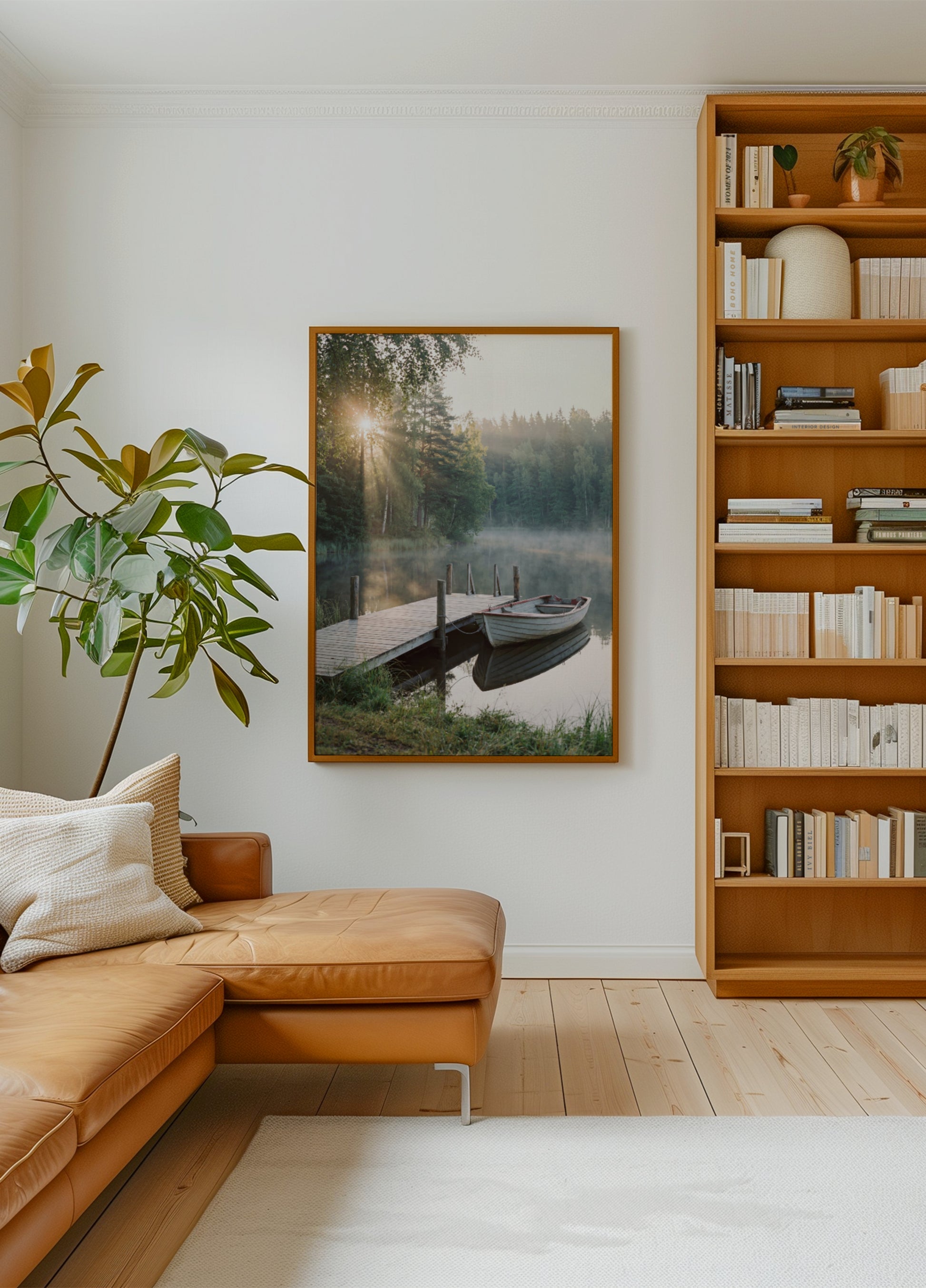 Mistige ochtendmeerboot