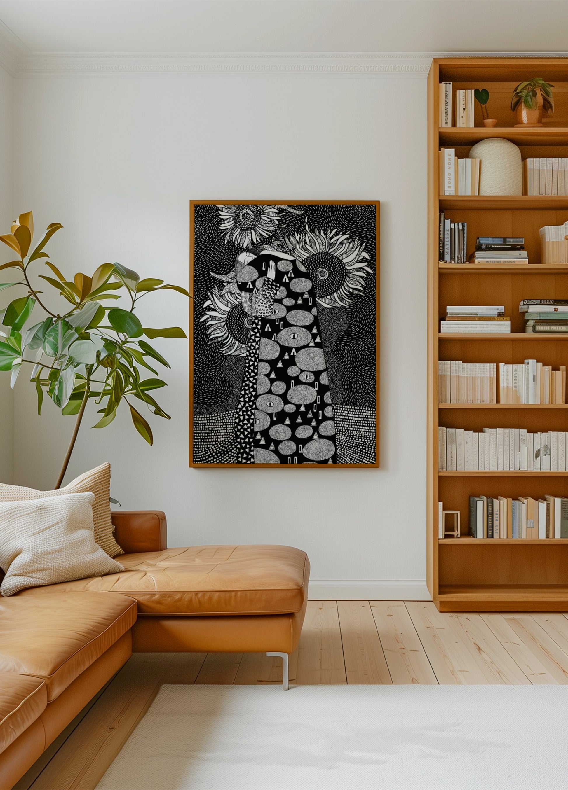 Decoratief zonnebloemportret
