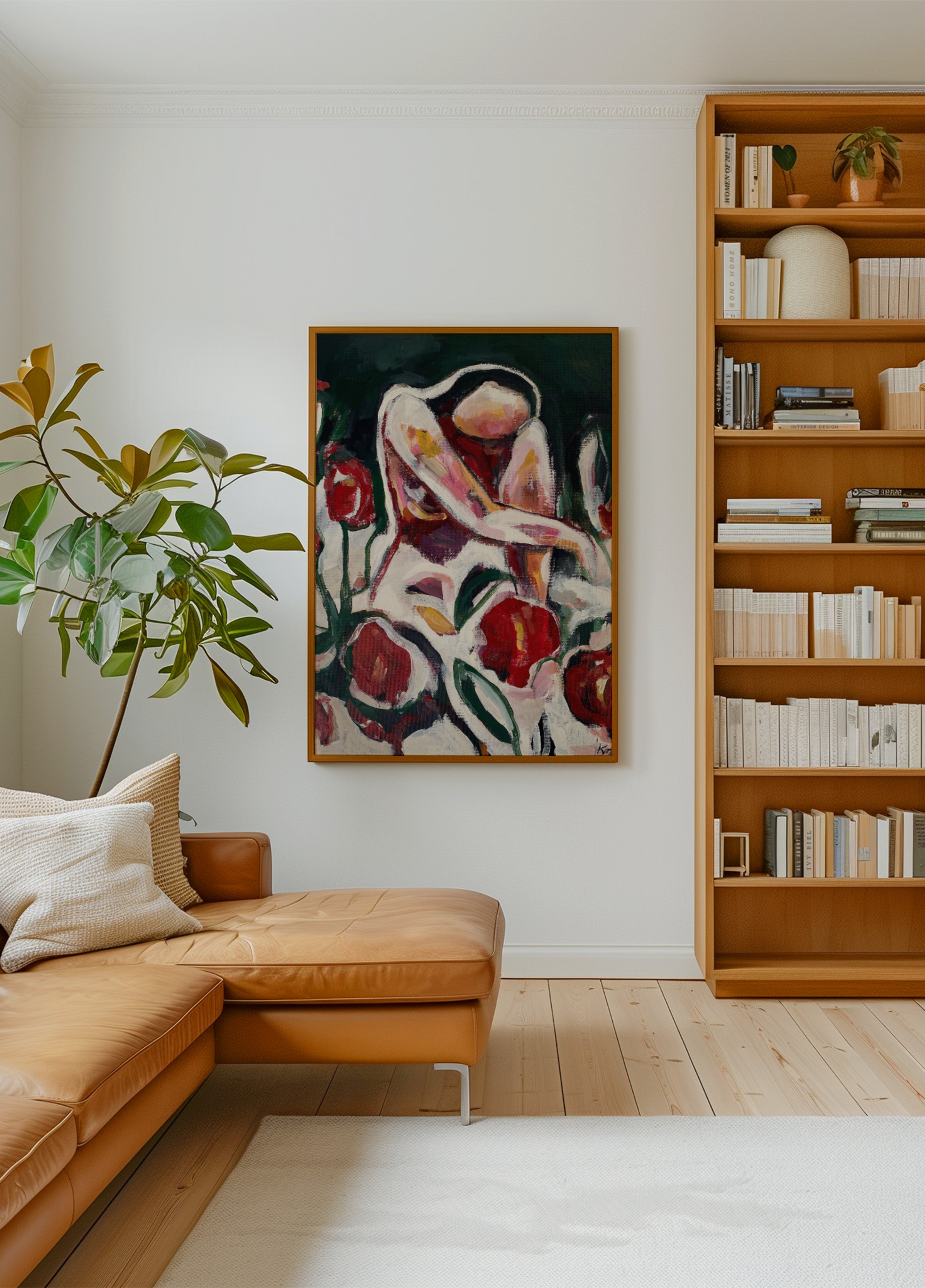 Vrouw Onder Rode Bloemen