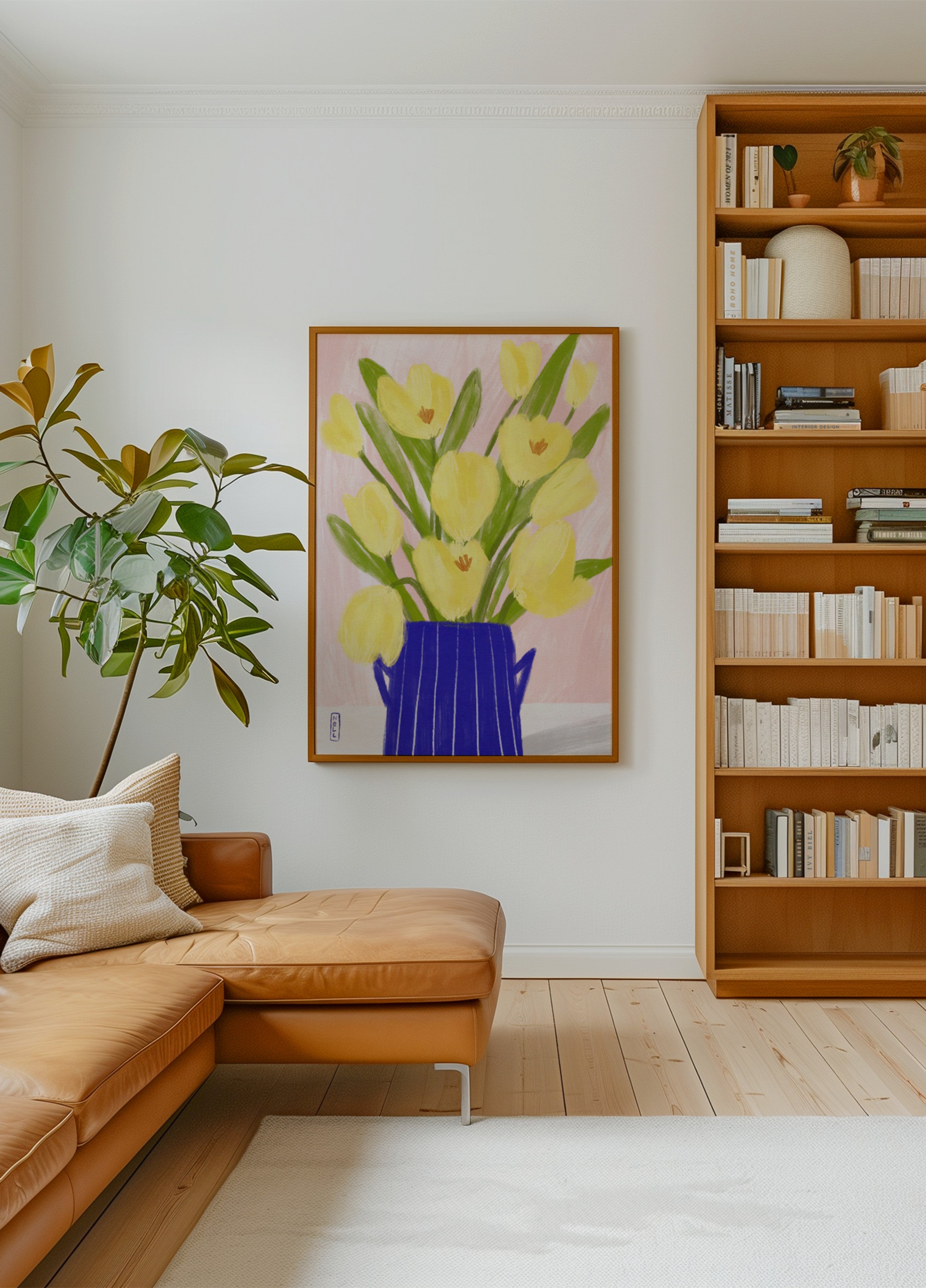 Lente Tulpen Blauwe Vaas