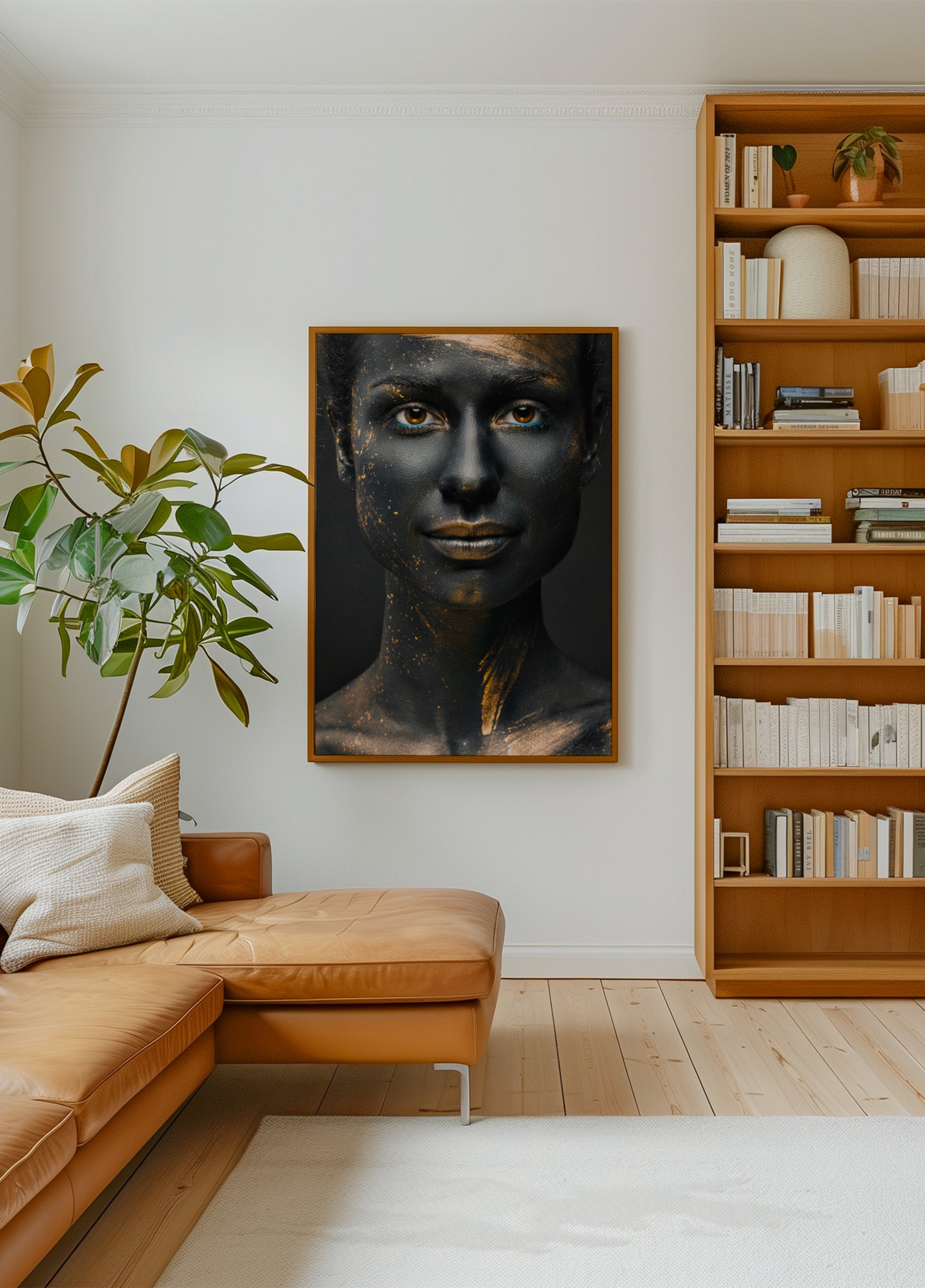 Zwart goud splatter portret