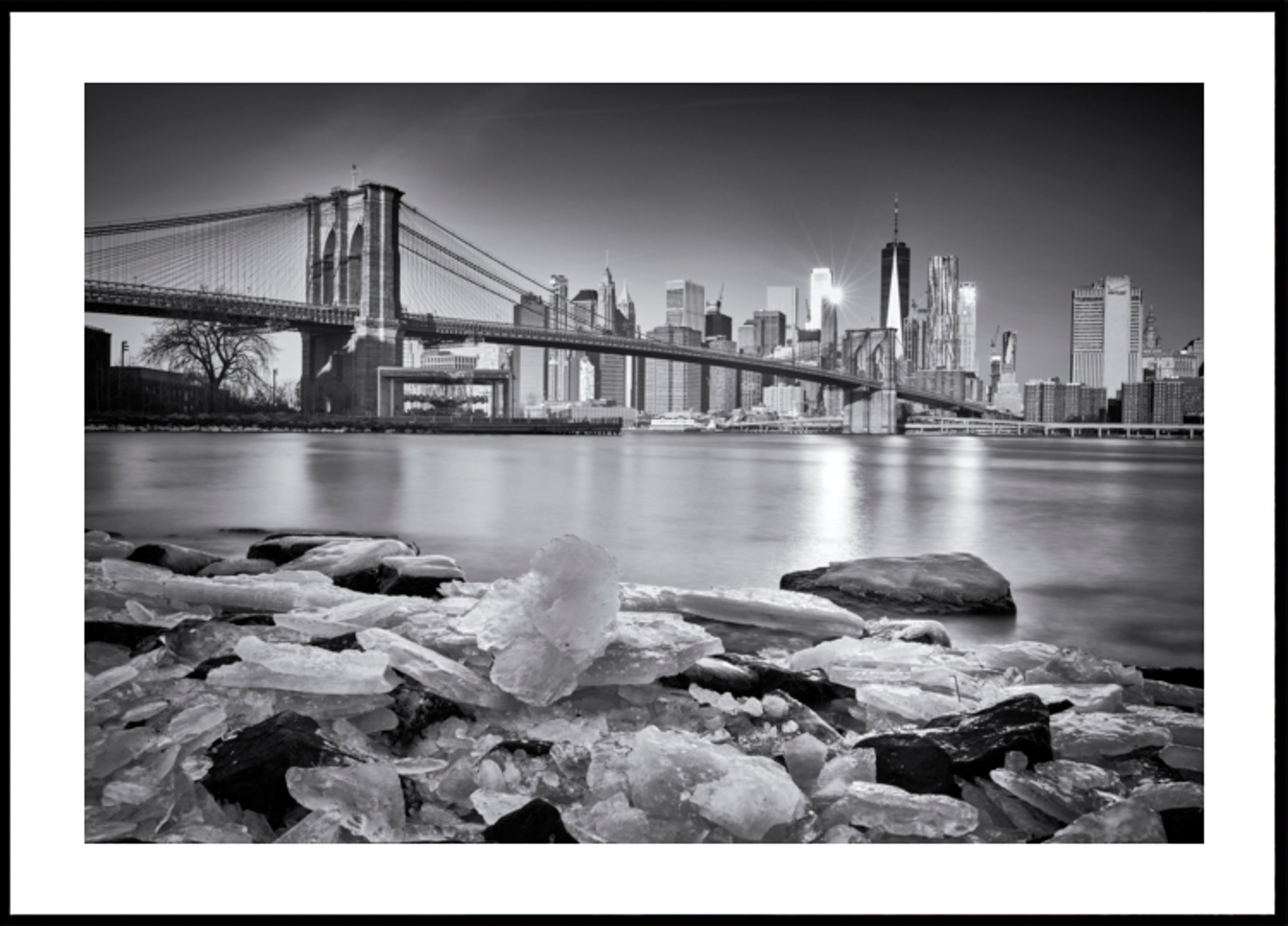 Winters aanblik van de Brooklyn Bridge