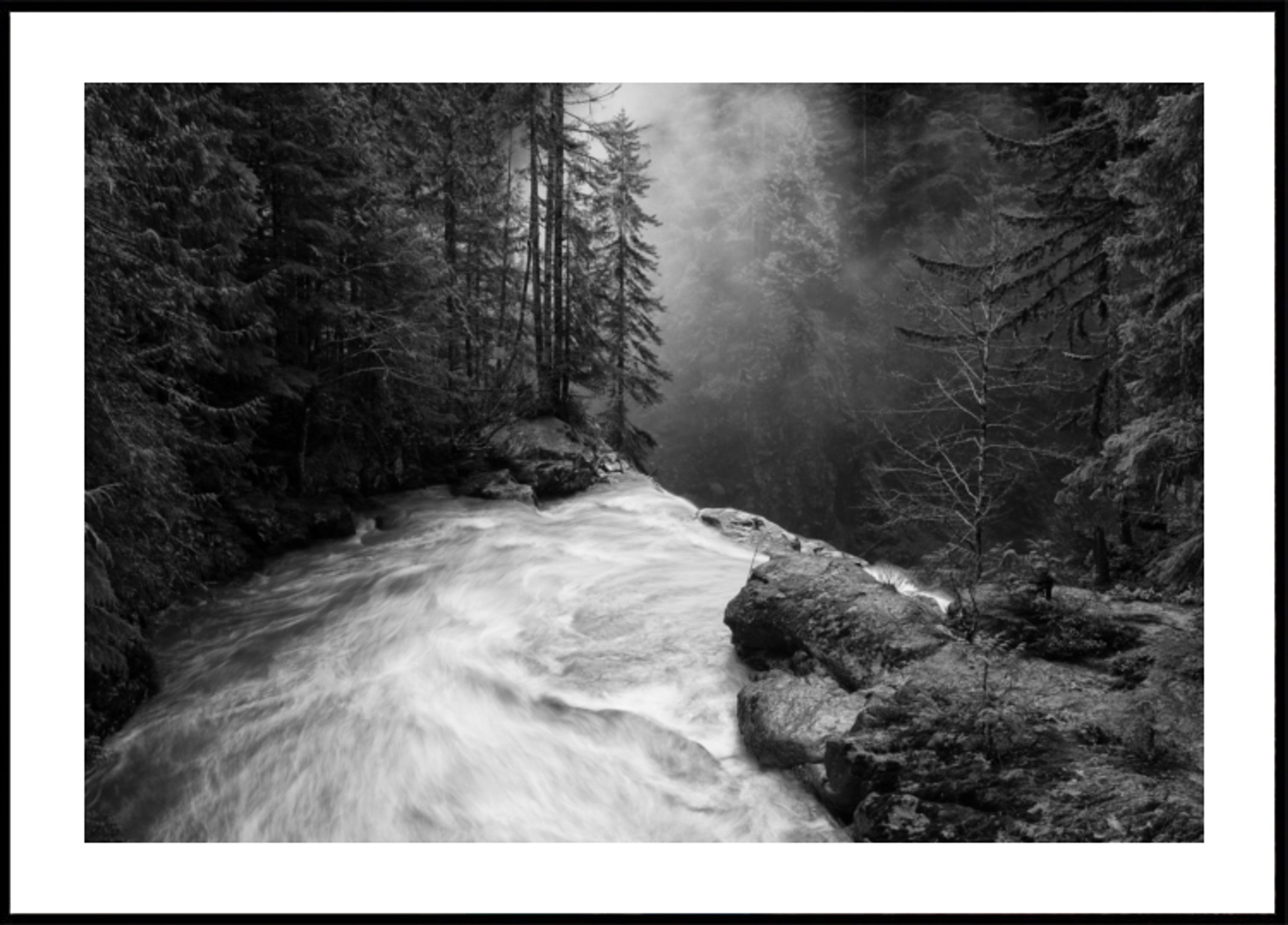 Mistige rivierstroom
